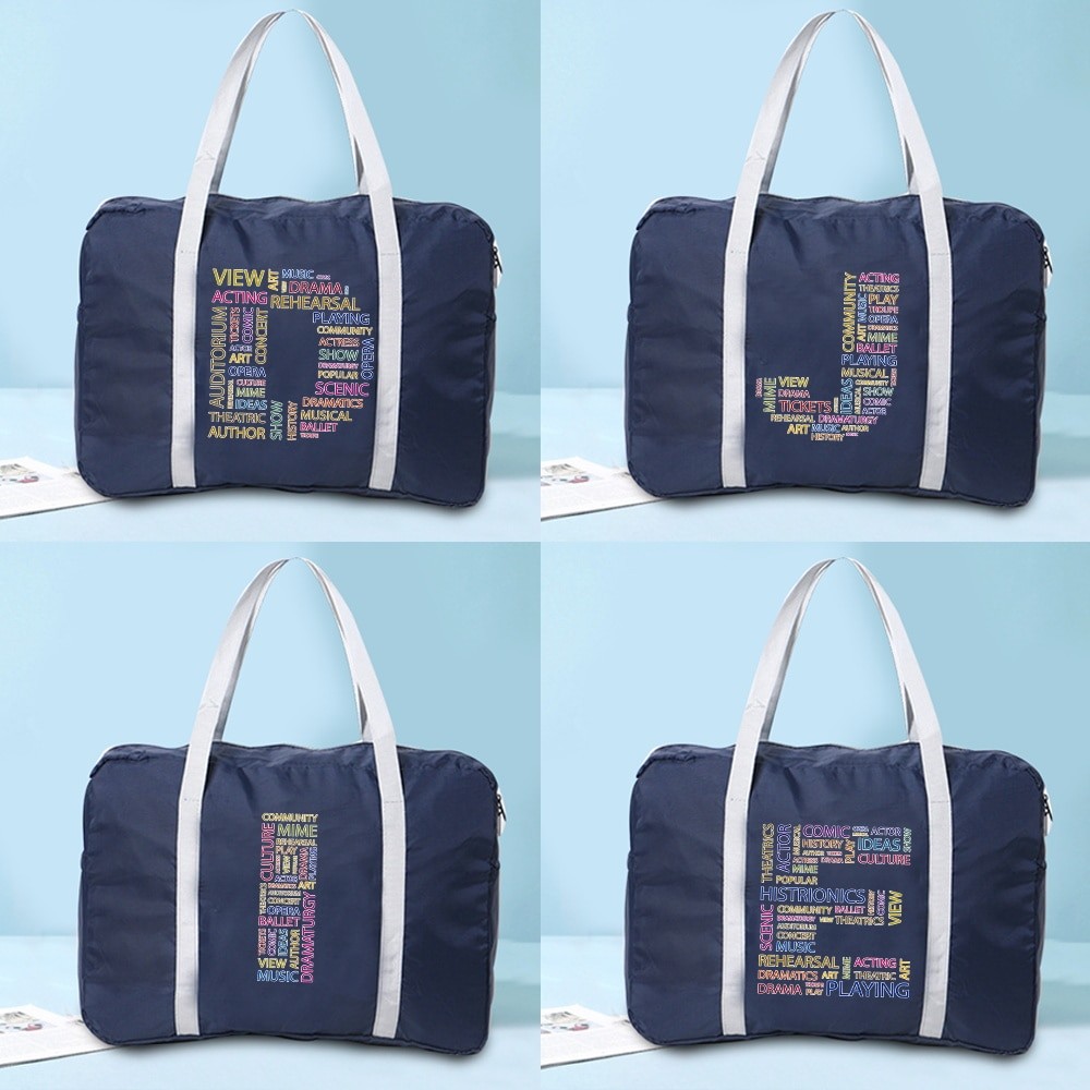 Travel Bag Nylon Foldable  Unisex Clothes Organizers Large Capacity Duffle Bag Text Printed Women Ha