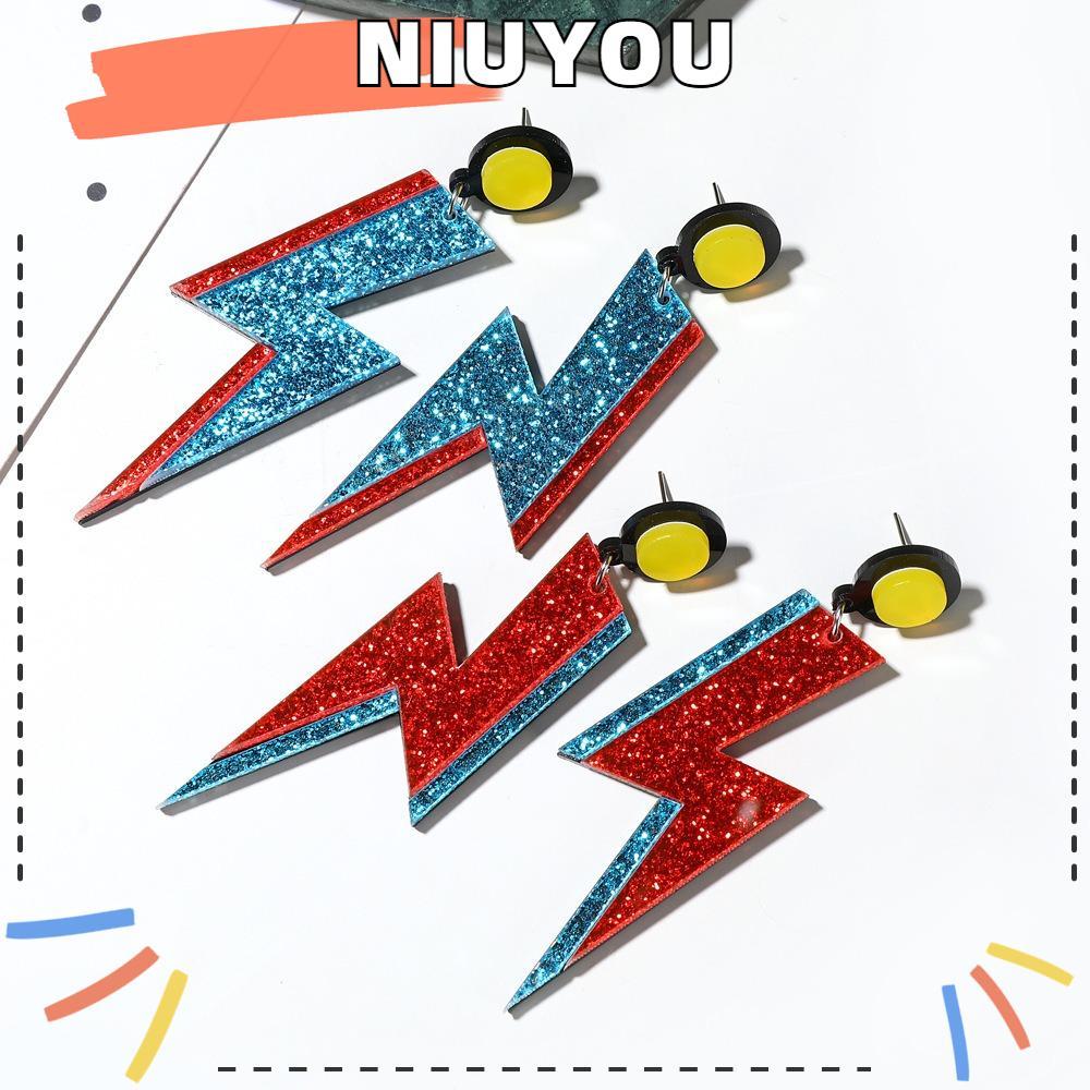 Bông tai mặt dây chuyền NIUYOU Lightning, Mặt dây chuyền Lightning Punk Eardrop Phụ kiện, Bông tai x