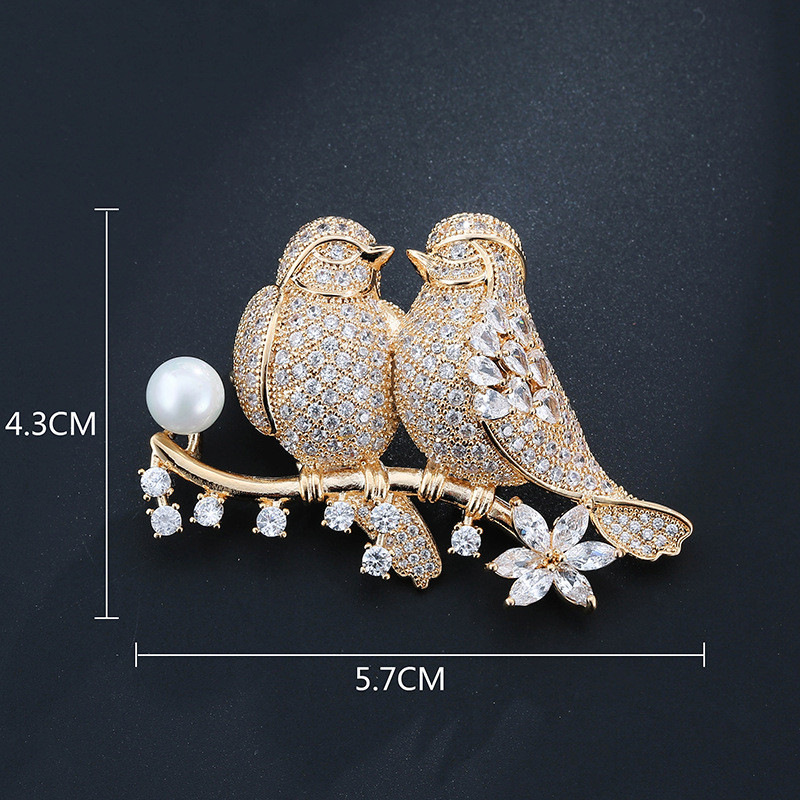 Preferred#Animal-shaped diamond brooch Lovebird Accessory Fashion Brooch Fashionable Zircon Brooch M
