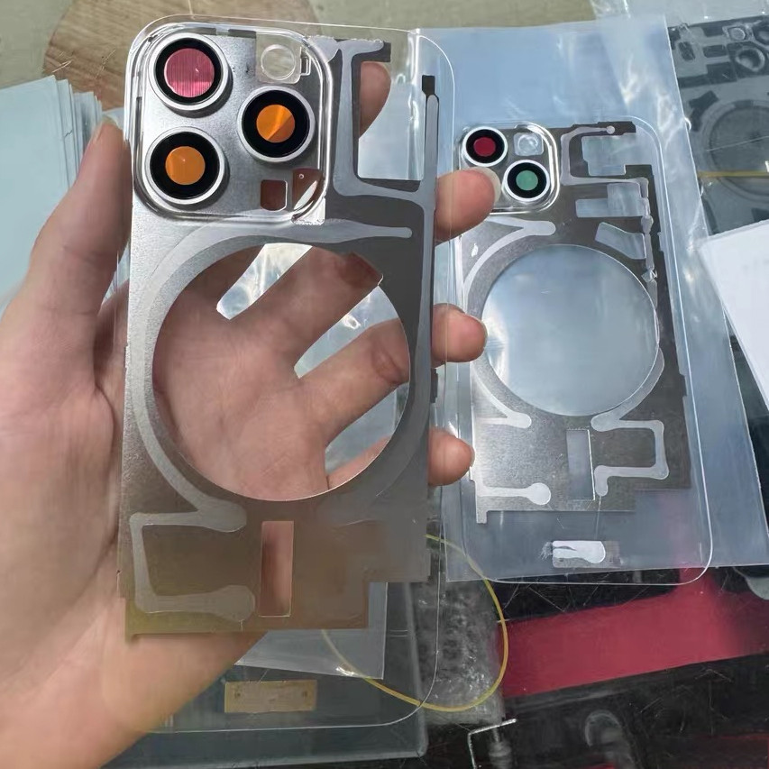 Kính che mặt sau pin trong suốt DIY cho iPhone 14 15 16 Plus Pro Max với các bộ phận thay thế ống kí
