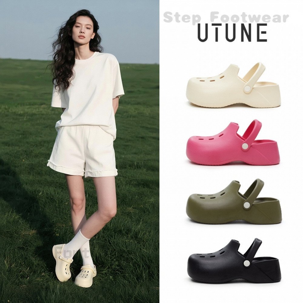 UTUNE Nữ Nền Tảng Clogs Crocs-Style Đế Dày 5cm EVA Chống Trơn Trượt Mùa Hè Ngoài Trời Mules Giày DIY