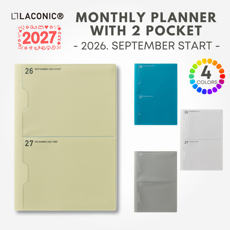 Laconic 2027 A5 Monthly Planner with 2 Pockets  Journal / Diary Stationery from Japan