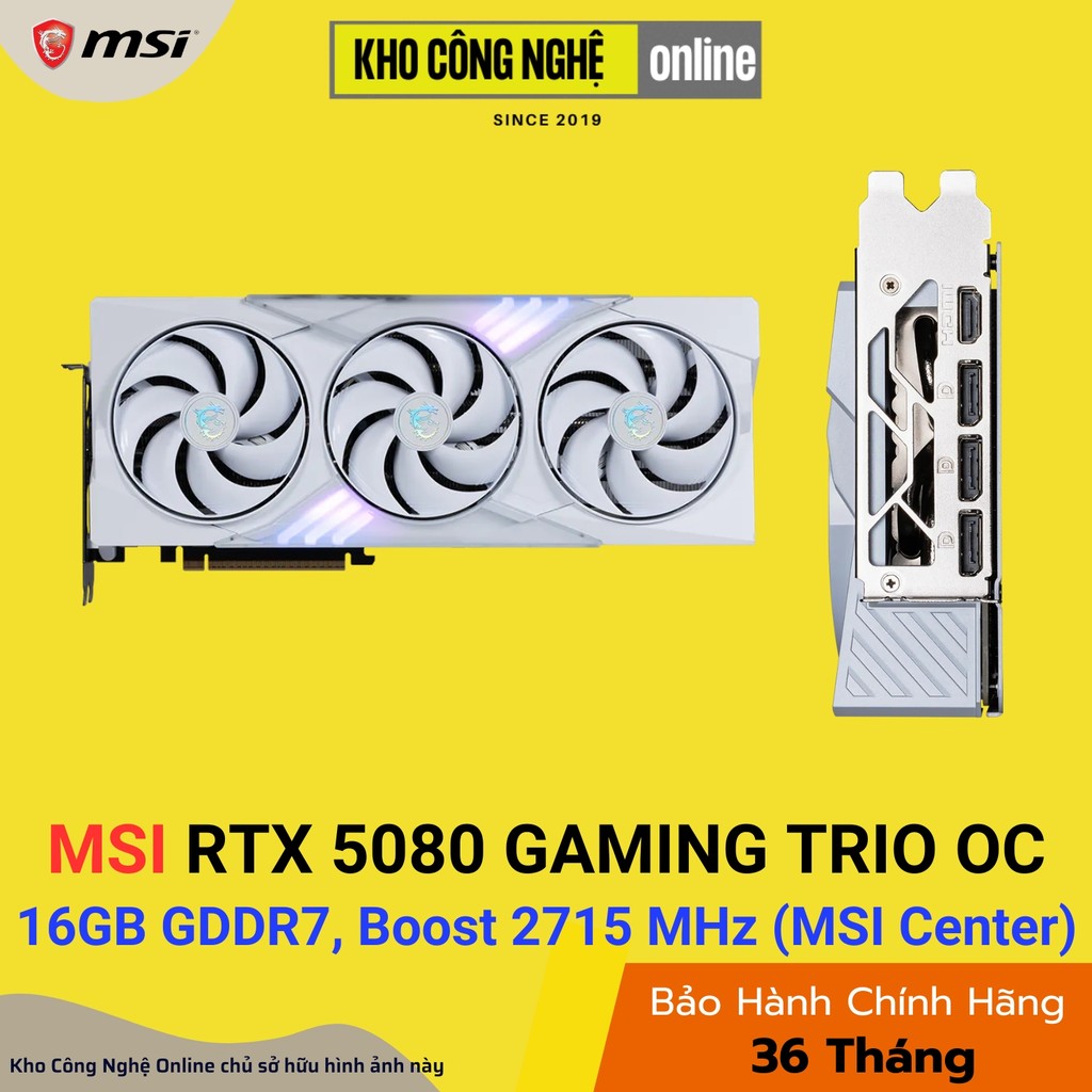 Card Màn Hình / VGA MSI GeForce RTX 5080 16G GAMING TRIO OC WHITE (Hàng Chính Hãng)