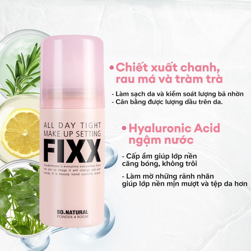 Xịt Khóa Nền Makeup So Natural Fixx 75ml Chính Hãng | So Natural All Day Tight Make Up Setting Fixx 