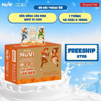 Thùng 48 Chai Sữa Uống Lên Men NuVi Vị Cam 100ml