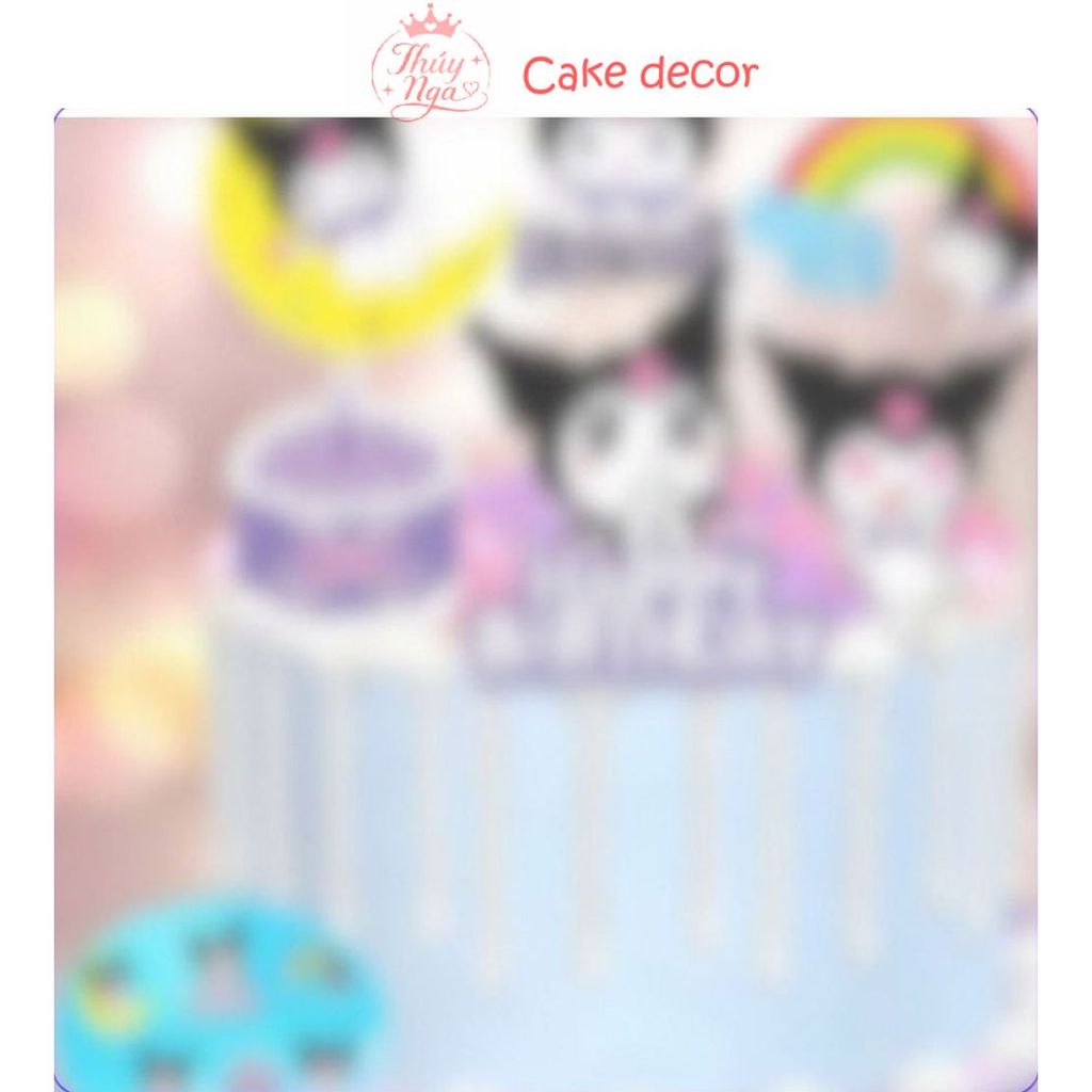 {5 SET} Cắm Giấy KUROMI decor bánh kem_SET giấy Kuromi hot trend chủ đề mới