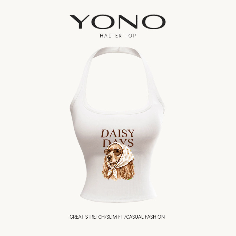 Áo dây nữ YONO Slim Fit Daisy Days Dog Pattern Thời trang Hàn Quốc