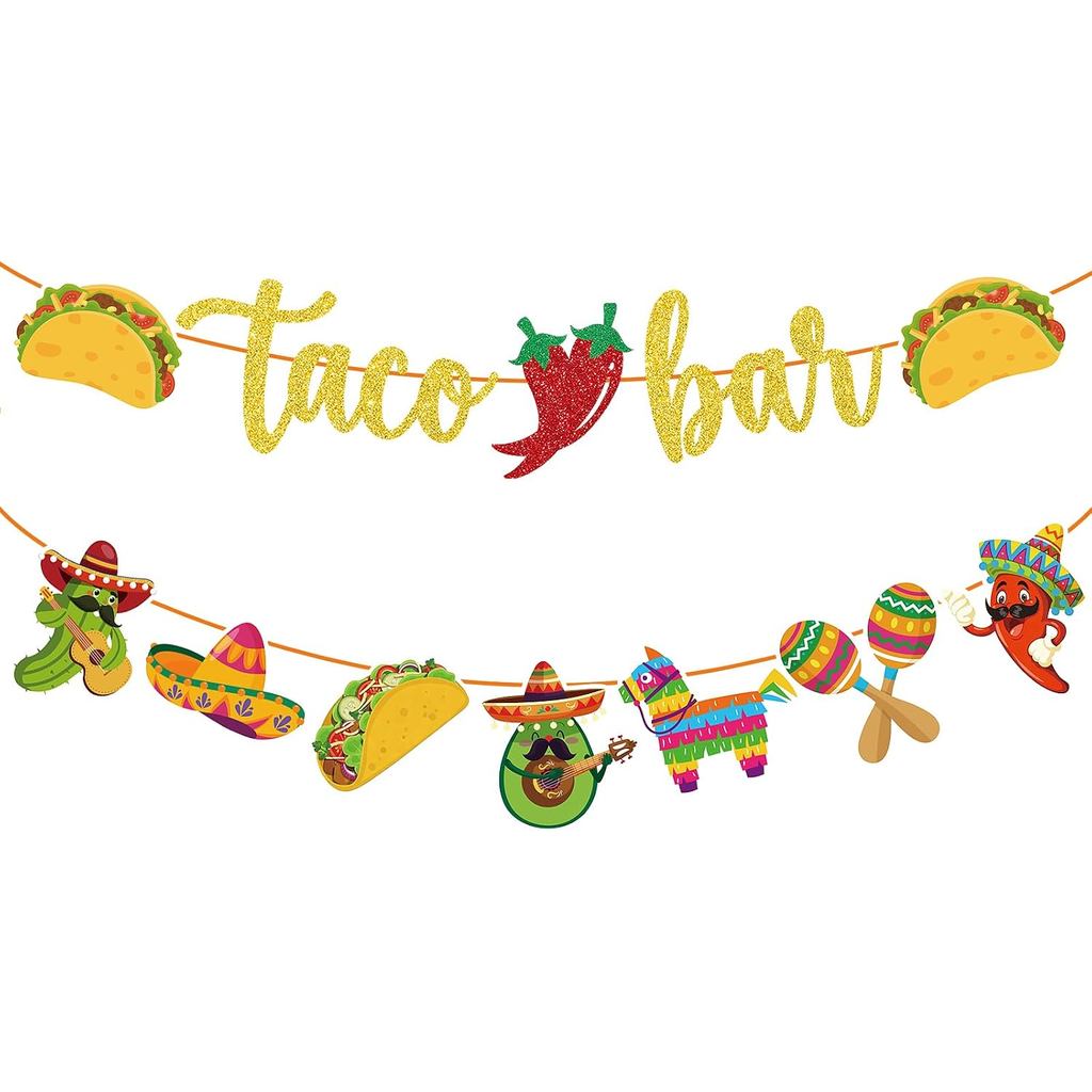 Mexico Fiesta Taco Thanh Biểu Ngữ 2 Gói Cinco De Mayo Trang Trí Tiệc Chủ Đề Mexico Taco Thanh Vòng H