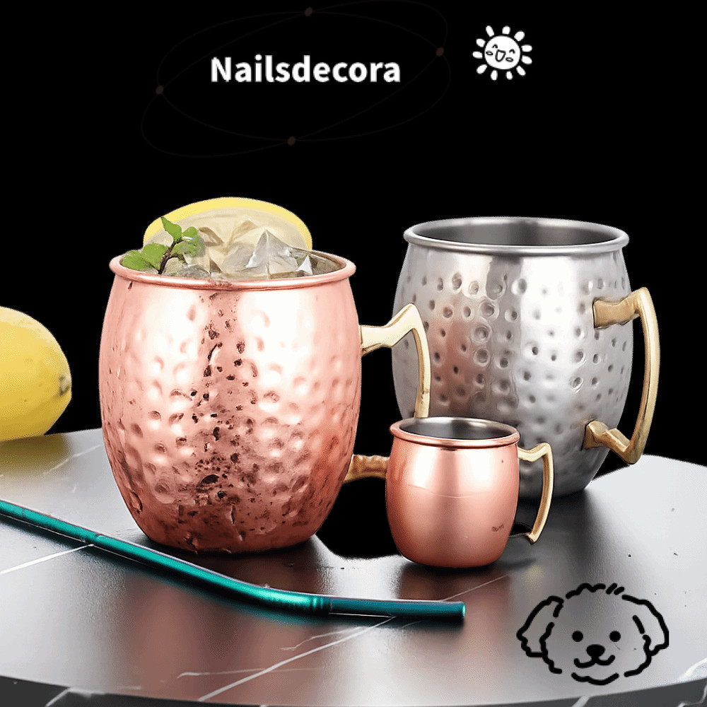 NAILS Hammer Point Cup, Cốc thủ công dày, có tay cầm đinh tán chắc chắn Moscow Mule Brushed Ngoại hì