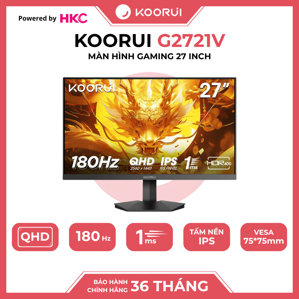 ⭐ KOORUI G2721V 27” QHD IPS 180Hz – Lựa chọn hàng đầu cho game thủ & sáng tạo nội dung