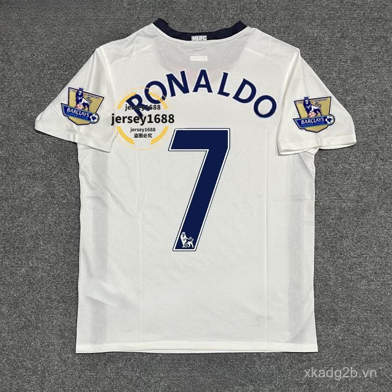 2008 / 09 Manchester United Sân khách Champions League Retro Jersey Ronaldo Áo bóng đá Áo thun tùy c