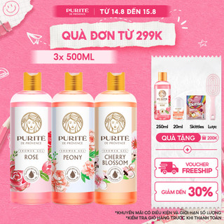 [Bao Bì 2025] Sữa Tắm Purité Hương Hoa Anh Đào 500ML & Hoa Hồng 500ML & Hoa Mẫu Đơn 500ML