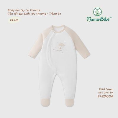 Body dài tay La Pomme liền tất gia đình yêu thương - Sợi Petit Soyeu thoáng mát - Bé trai/gái - NB - 3M