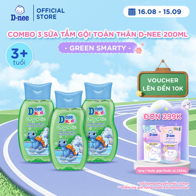 Combo 3 Tắm gội toàn thân trẻ em (>3 tuổi) D-nee 200 ML - Green Smarty