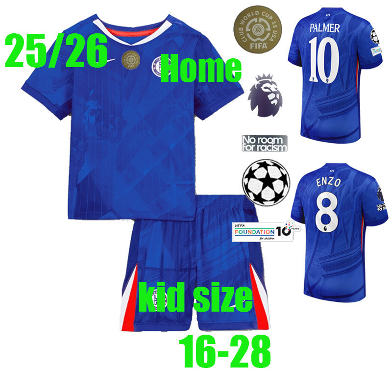 25 / 26 PALMER vải bóng đá 25 / 26 CheLsEas Áo thi đấu sân nhà Bộ đồ trẻ em (có quần) ENZO GITTENS E