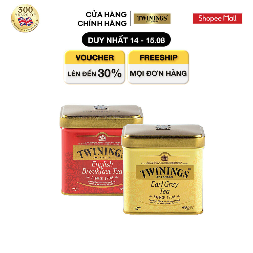 Combo 2 Trà Lá Twinings English Breakfast và Trà Lá Twinings London Strand Earl Grey - Hộp Thiếc 100