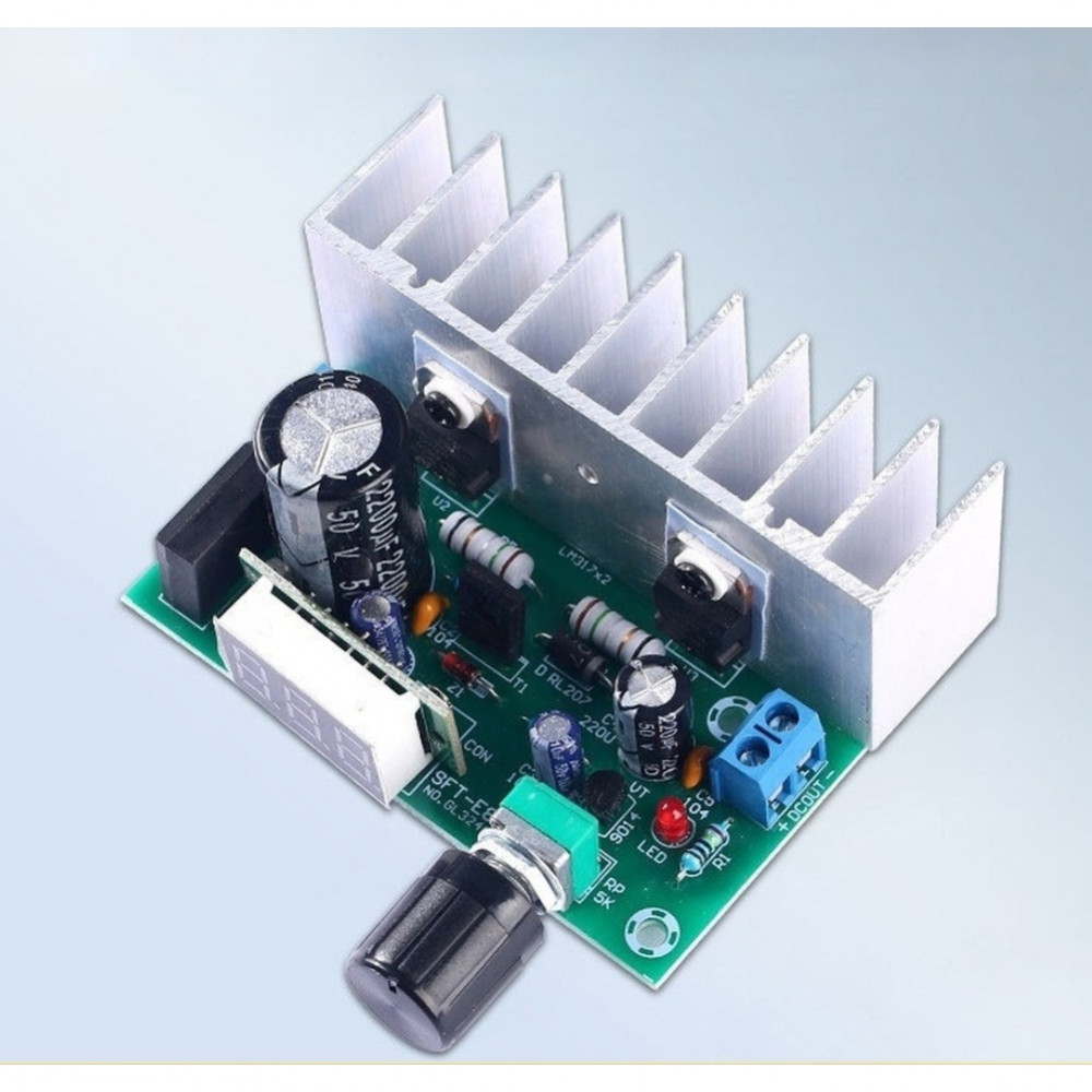 LM317 Bảng cấp nguồn có thể điều chỉnh kép 1.25V-32V 4.5A Đầu ra Màn hình PCB xanh