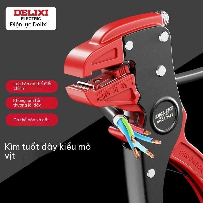 KìM TuốT DâY Tự độNg đA ChứC NăNg KiểU Mỏ VịT Delixi, KìM CắT Và BấM DâY ChuyêN DụNg Cho Thợ đIệN, K