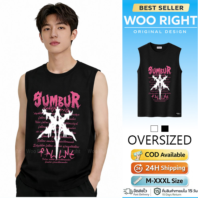 COD Woo Phải Họa Tiết Ngực Tối Giản SUMBUR Đen Tank Top Trái OFFENSE TXCA Casual