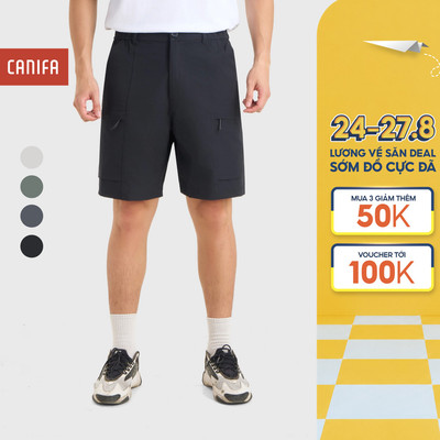 Quần short nam polyester CANIFA cạp chun ống suông có túi hộp 8BS26S025
