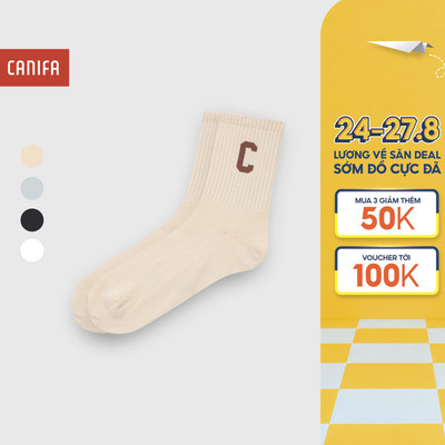 Tất unisex người lớn CANIFA cổ cao in họa tiết 5AK25A003