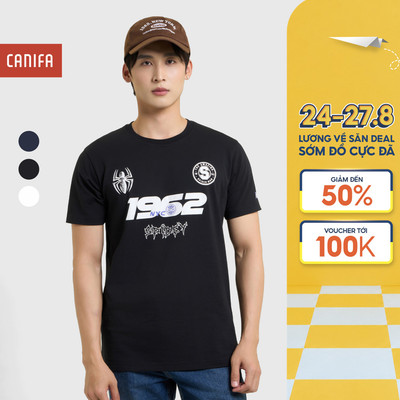 Áo phông nam CANIFA chất liệu cotton USA có hình in 8TS25W004