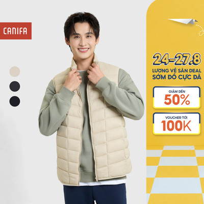 Áo khoác gilet chần bông nam CANIFA ba lớp siêu nhẹ giữ ấm tốt 8OT25W018