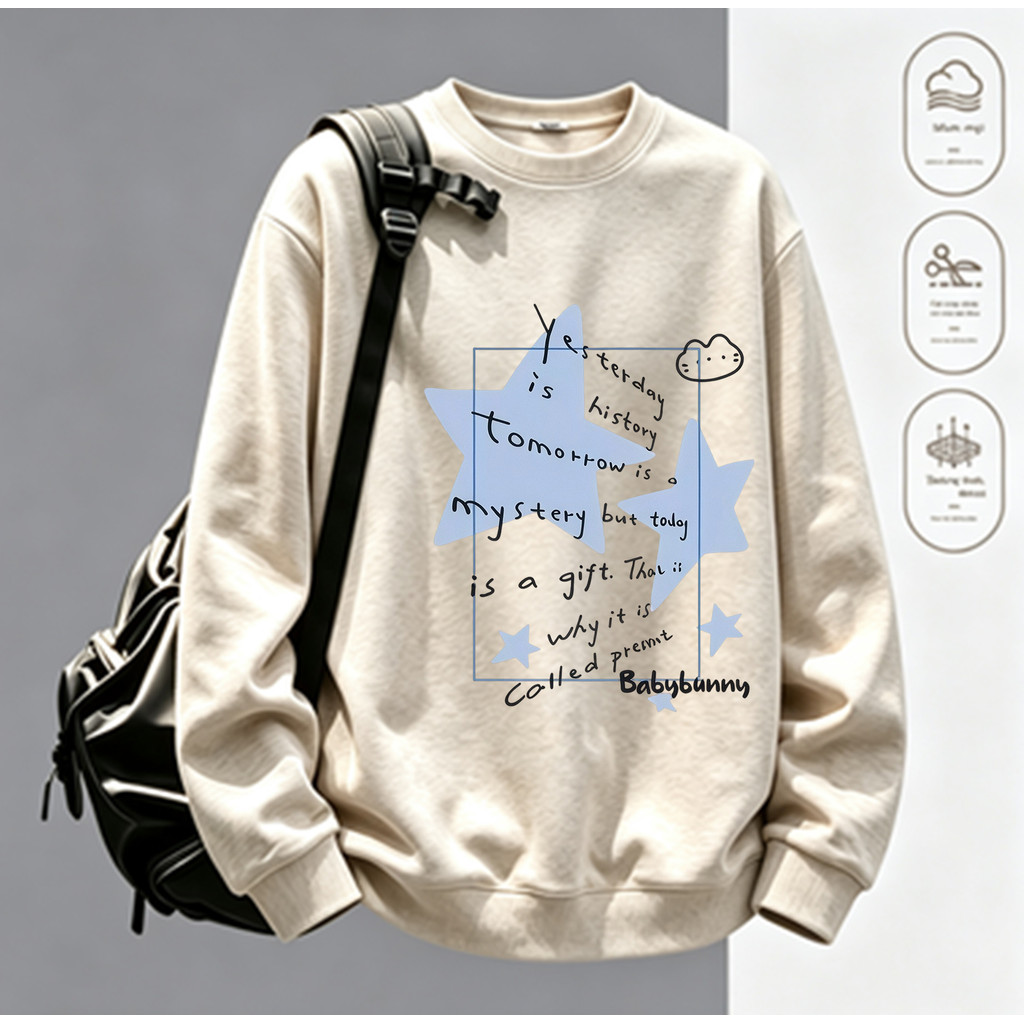 COD✅ (Hồ Chí Minh)RTOML áo dài tay nữ form rộng pattern vietnam korean Viết tay ô vuông Blue Star