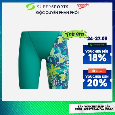 Quần Bơi Bé Trai Speedo Allover Leg V Cut - Xanh Lá - 8-00316116569