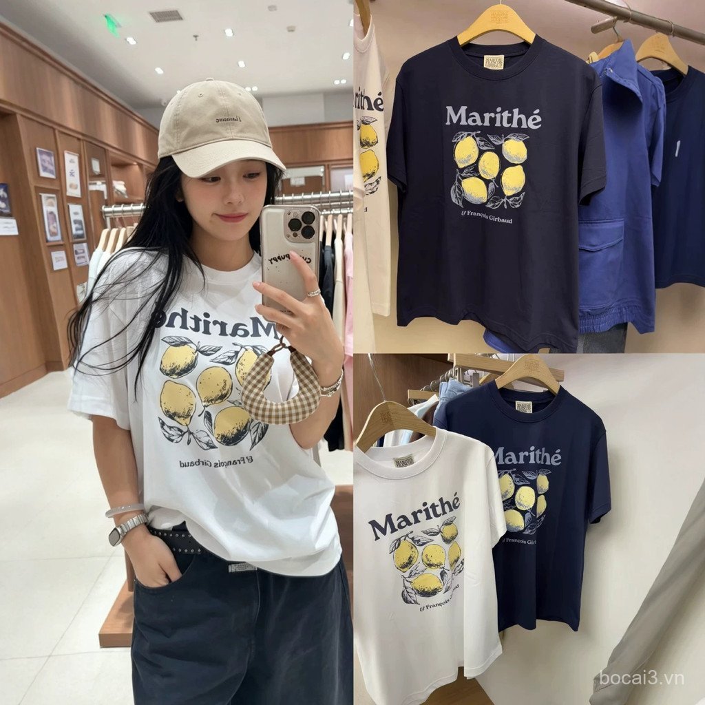 YSXX South Korea mar*Versatile casual loose-fitting short-sleeve shirt with lemon print T Women's su