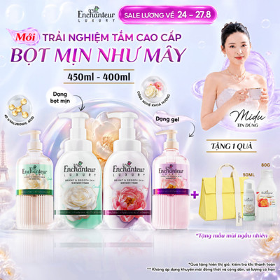 Trải Nghiệm Tắm Cao Cấp Enchanteur Luxury Dưỡng Da Sáng Mịn Chứa Chiết Xuất Hoa Trà/ Hoa Mẫu Đơn + 4D Hyaluronic Acid