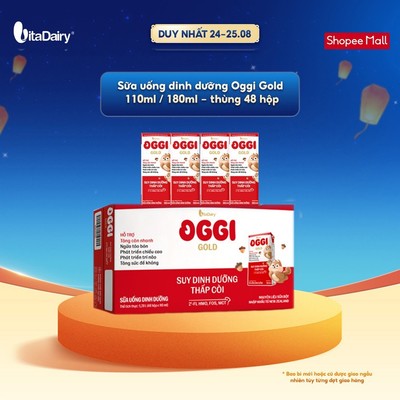 [THÙNG 48 HỘP] Sữa uống dinh dưỡng Oggi Gold giúp bé suy dinh dưỡng, thấp còi - Hộp 180ml