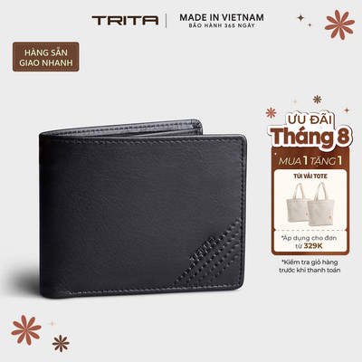 Ví nam da bò Trita (Thời trang nam dáng ngang sọc chéo - Ví da RVN19) Bagsmart