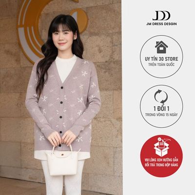 Áo Cardigan Dáng Dài Họa Tiết Parisian Chic 2K08.2510. Áo Len Cardigan Dáng Dài. Áo Cardigan Thu Đông Thiết Kế Bởi JM