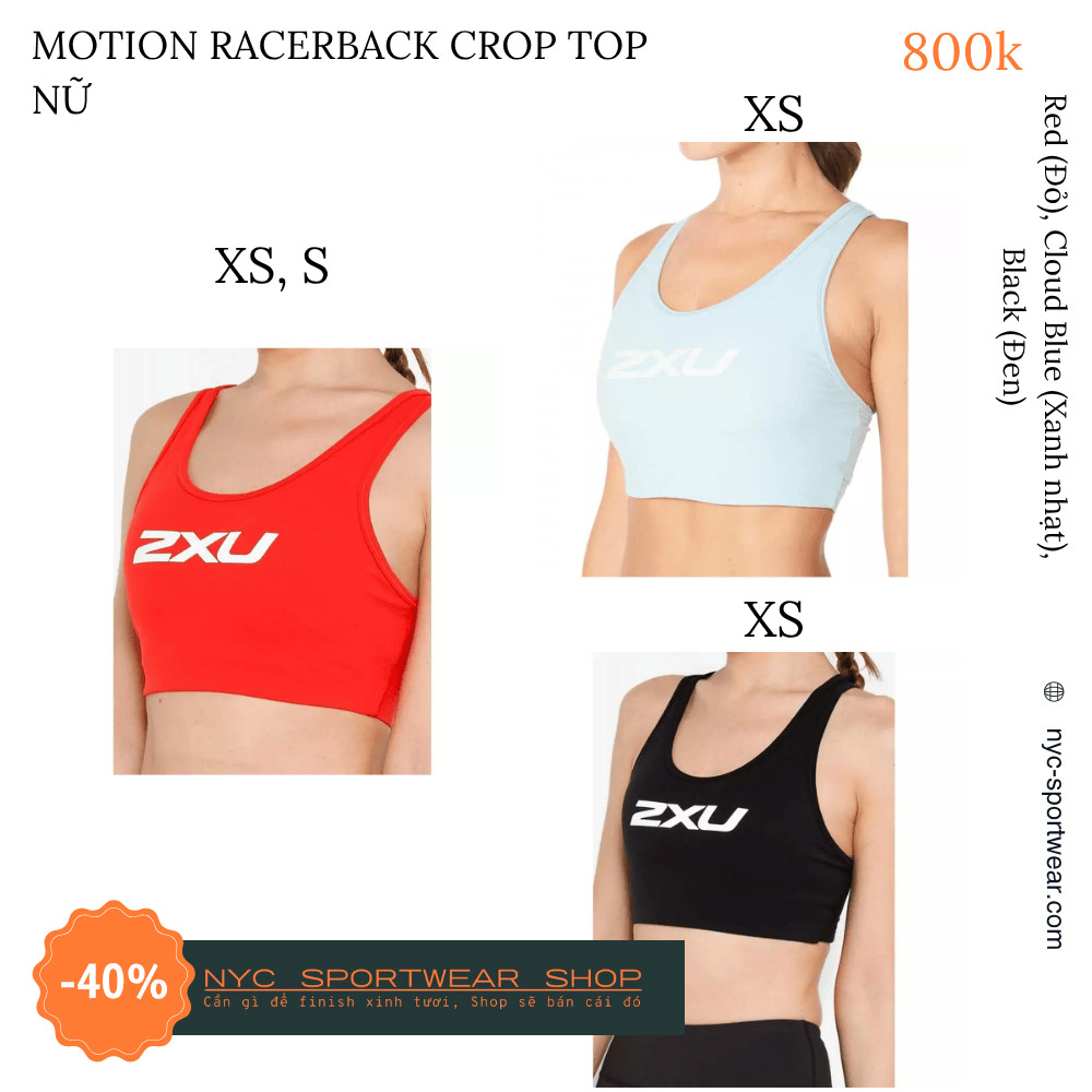 Áo bra thể thao 2XU Motion Racerback Crop Top (Nữ)