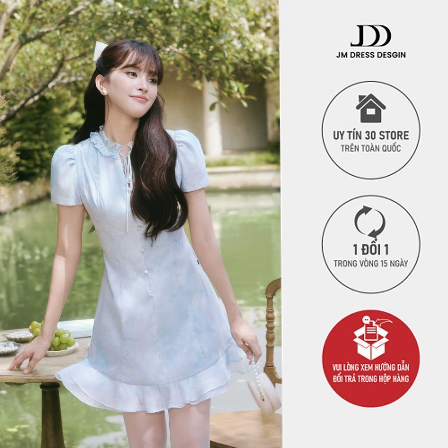 Đầm Xuân Hè Cổ Bèo Xẻ V, Chân Bèo 2 Tầng 1S05.2601. Đầm Nữ Tiểu Thư Hoa Pastel. Váy Hoa Nhí Nàng Thơ