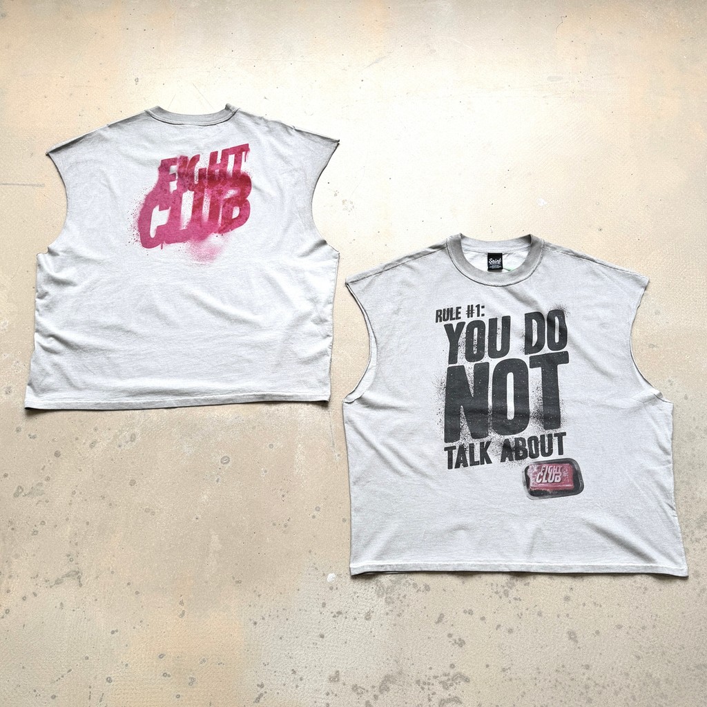 Saint x Fight Club Street Wear Joint Fight Club High Street Đau khổ Áo thun Vest nam thường ngày