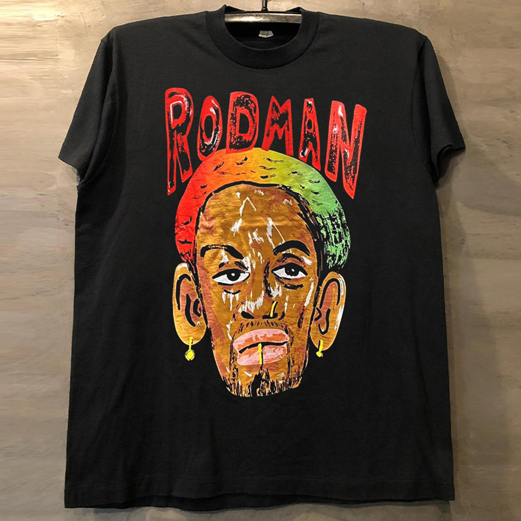 Rodman Big Bug Rodman Sáng Tạo Graffiti Trực Tiếp In Hình Áo Thun Tay Ngắn hiphop Phong Cách Mỹ Ruff