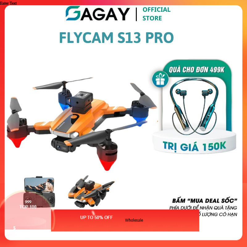 Flycam s13 pro quay vòng 360 độ, flycam mini camera kép giá rẻ phù hợp với người mới tập chơi