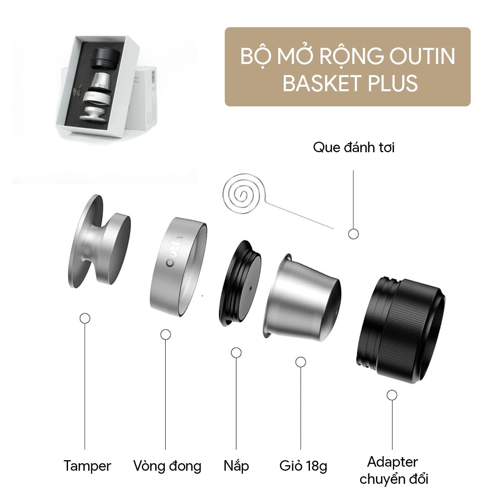 ☀ Combo Outin Plus và Combo Outin Pro | Máy pha Outin, Bộ mở rộng Outin, Cối xay cà phê Timemore C3E