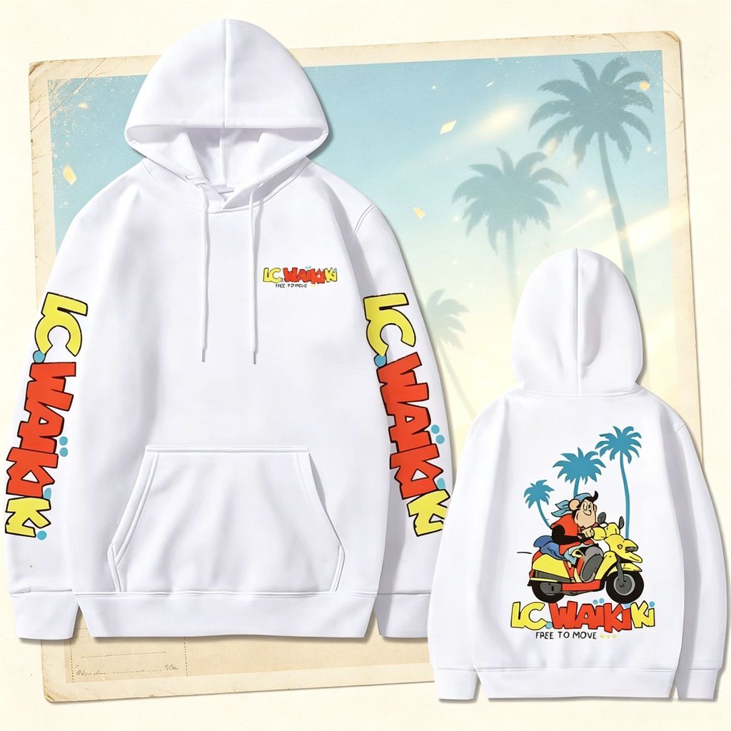 LC Waikiki Khỉ Hoạt Hình Nhiệt Đới In Áo Khoác Phong Cách Đường Phố Cổ Điển Thích Hợp Cho Mặc Hàng N