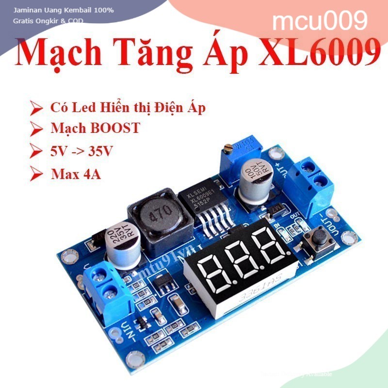 012 Mạch Tăng Áp DC-DC XL6009 có LED Hiển Thị 5-35V 4A
