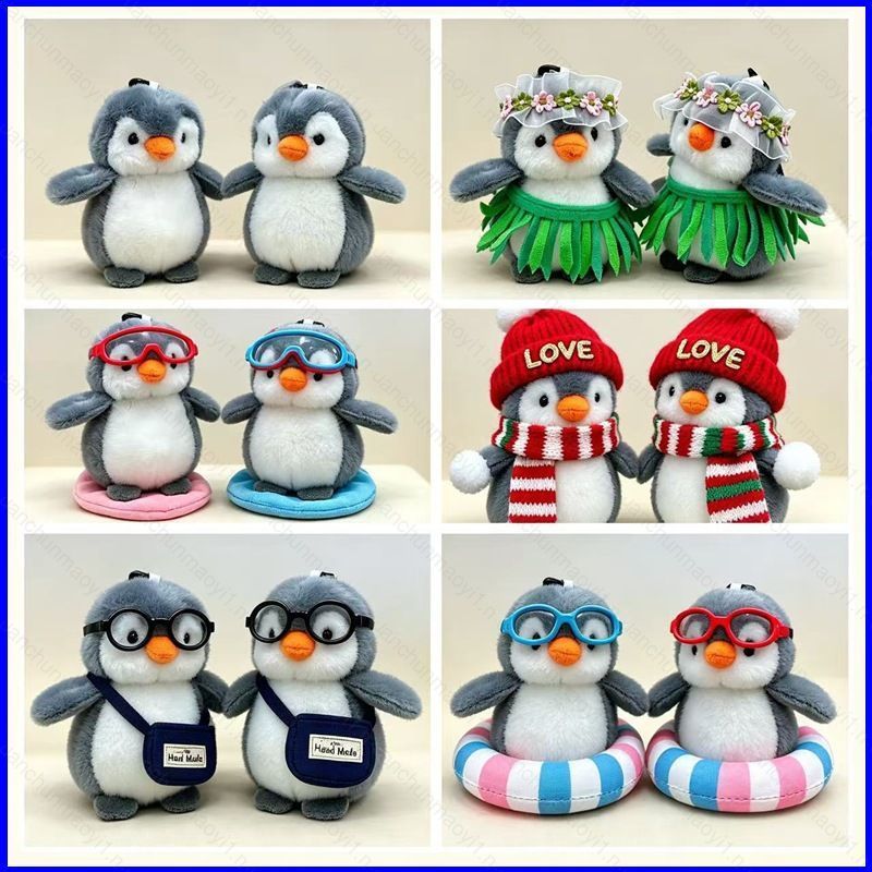 Penguin Plushie Móc Khóa Dễ Thương Trang Phục Nhồi Bông Túi Búp Bê Mặt Dây Chuyền Đồ Chơi Mini Quà T