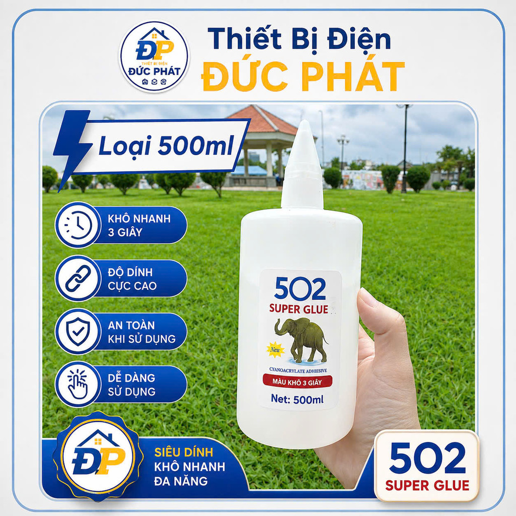 Keo 502 con voi loại tốt chai 200ml 500ml, keo dán sắt dính chắc chắn nhiều bề mặt