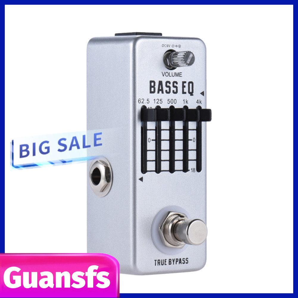 Guansfs-vn Bàn đạp cân bằng âm trầm 5 băng tần Bộ khuếch đại đồ họa bằng hợp kim nhôm True Bypass vớ