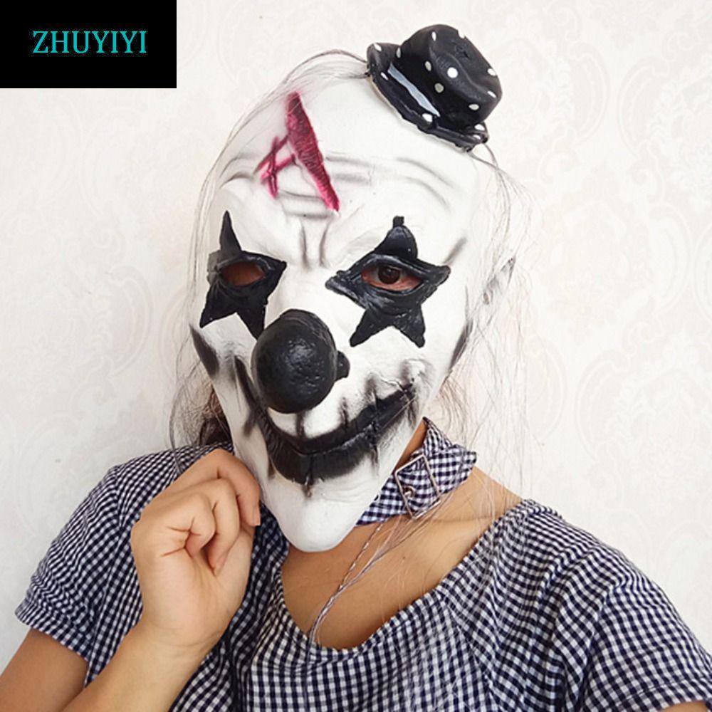 ZHUYIYI Halloween Full Face Mask, Latex Dress Up Halloween Clown Facemask, Mũ đội đầu người lớn Full