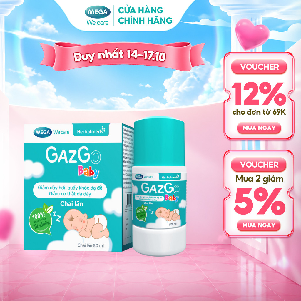 Chai lăn giúp giảm đầy hơi, quấy khóc dạ đề cho trẻ sơ sinh Mega We Care Gazgo…