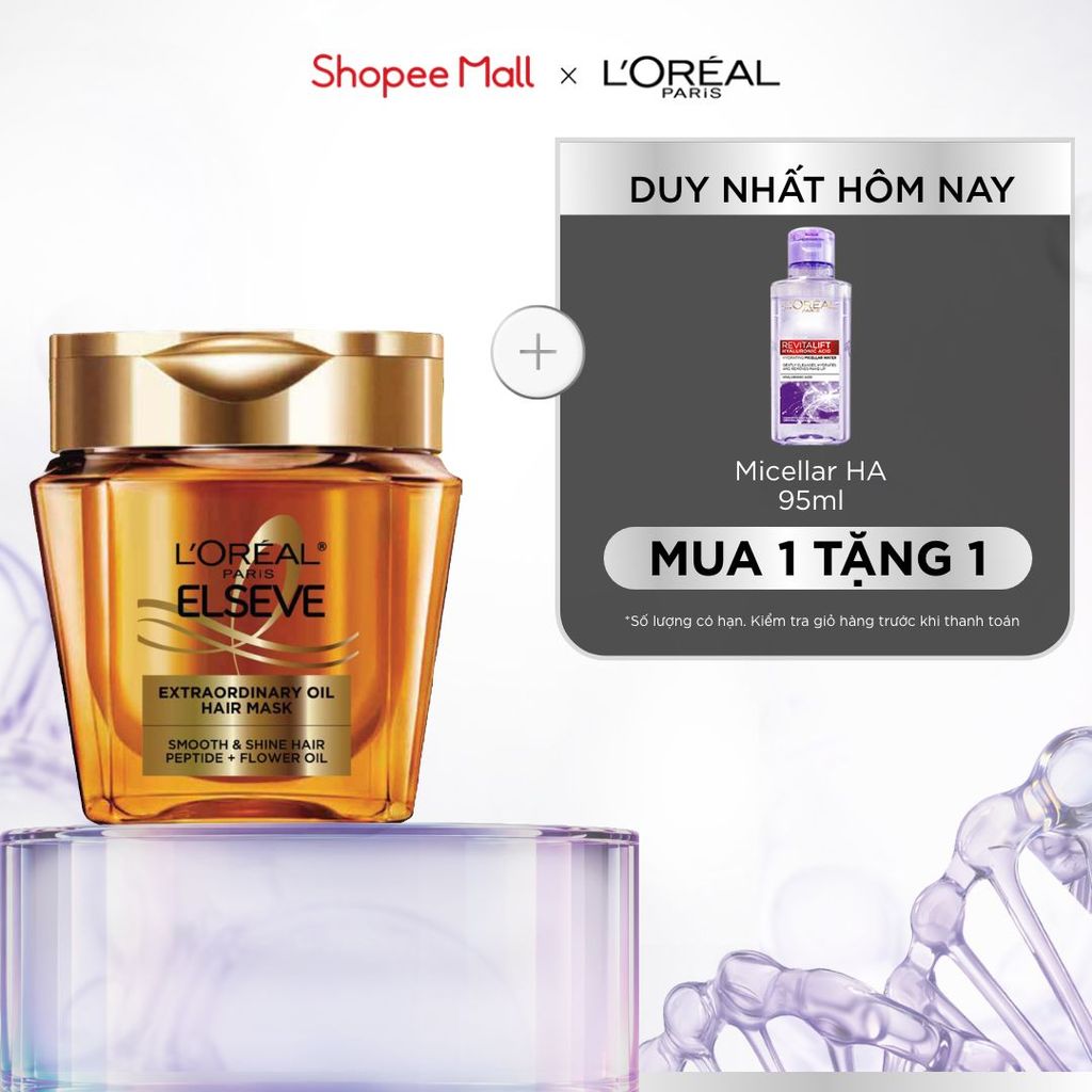 Mặt nạ ủ tóc chuyên sâu gold peptide phục hồi hư tổn giúp suôn mượt tóc L’Oreal Paris Extraordinary Oil Mask 250ml