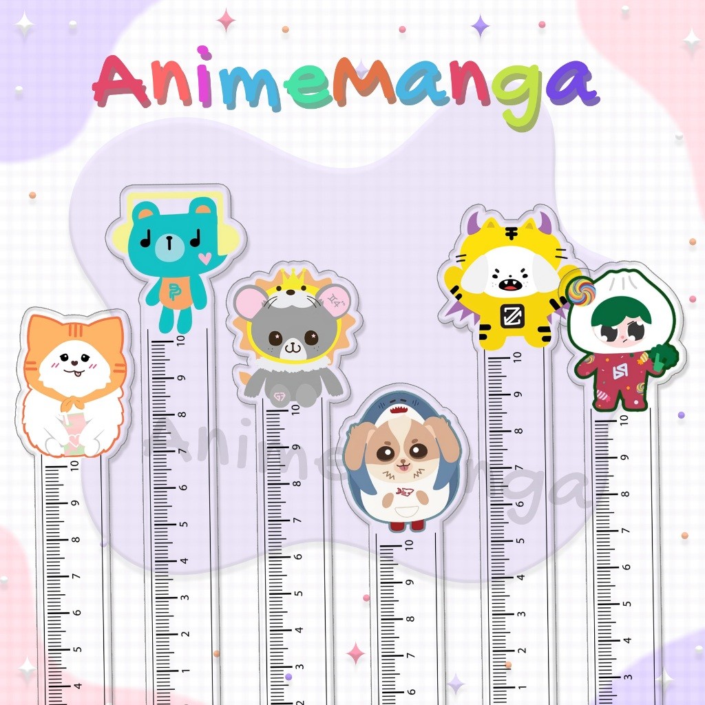 Thước kẻ OTP Thước kẻ  linh vật mỏ hỗn OTP chất liệu acrylic trong suốt 10cm