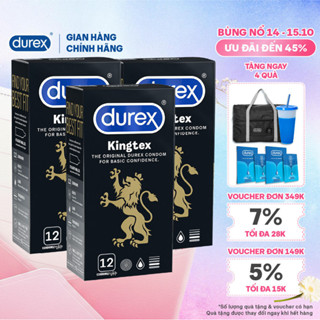Bộ 3 hộp bao cao su Durex Kingtex ôm sát, bôi trơn (size 49mm, 12 bao/hộp)